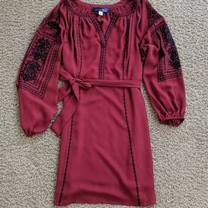Large women's short maroon black dress